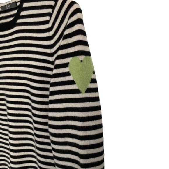 Classic Black and White Striped Crew Neck Sweater - Picture 2 of 4